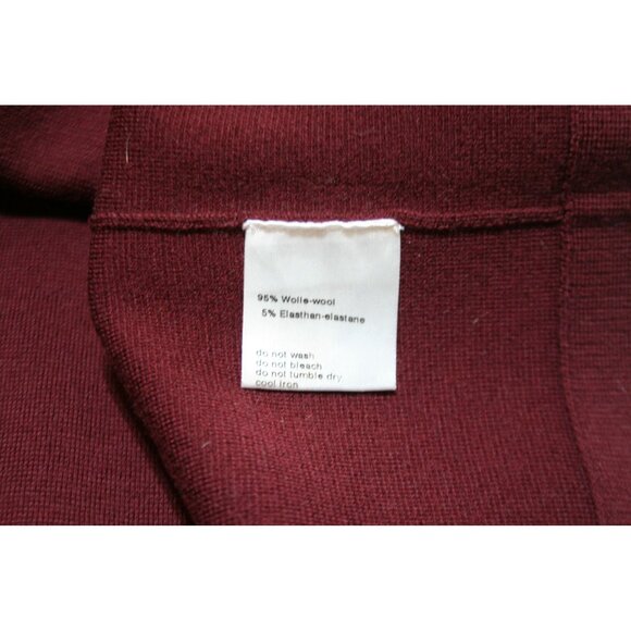 Akris Punto Milano Knit Wool Blend Zip Cardigan Womens 14 Maroon Quiet Luxury - Picture 4 of 7